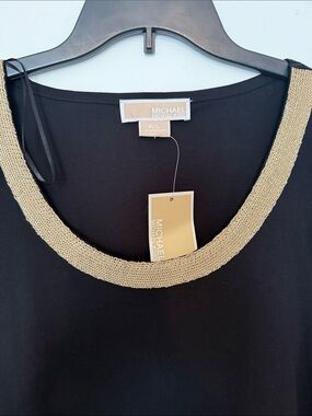 MICHAEL Michael Kors Black Tank with Gold Trimmed Neckline